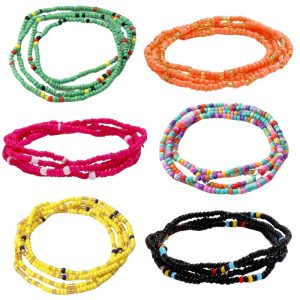 Bracelet de Cheville Long en Perles Colorées