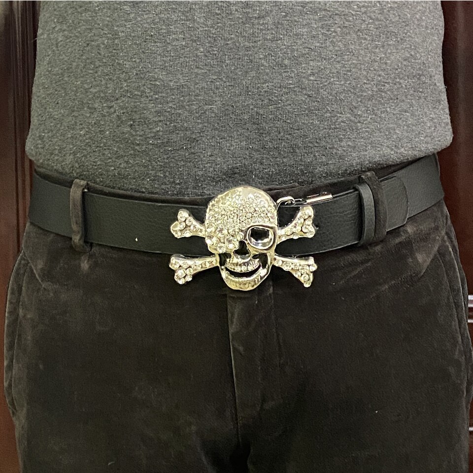Ceinture en PU avec tête de mort pour hommes – Image 4