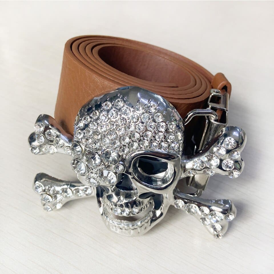 Ceinture en PU avec tête de mort pour hommes – Image 5