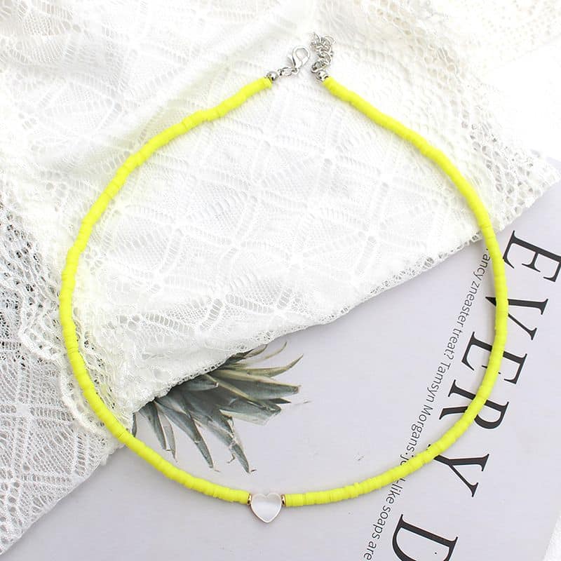 Collier Surfeur Couleur Unie Pendentif Coeur – Image 4