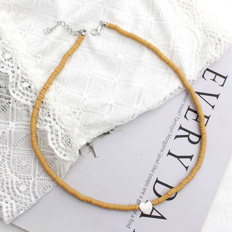 Collier Surfeur Couleur Unie Pendentif Coeur – Image 5