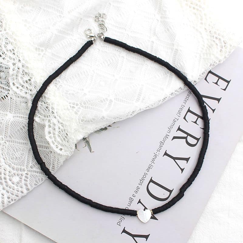 Collier Surfeur Couleur Unie Pendentif Coeur – Image 6