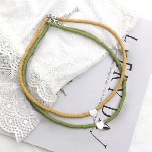 Collier Surfeur Couleur Unie Pendentif Coeur