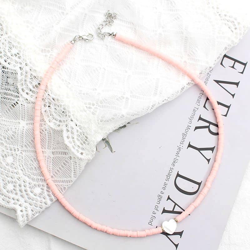 Collier Surfeur Couleur Unie Pendentif Coeur – Image 7