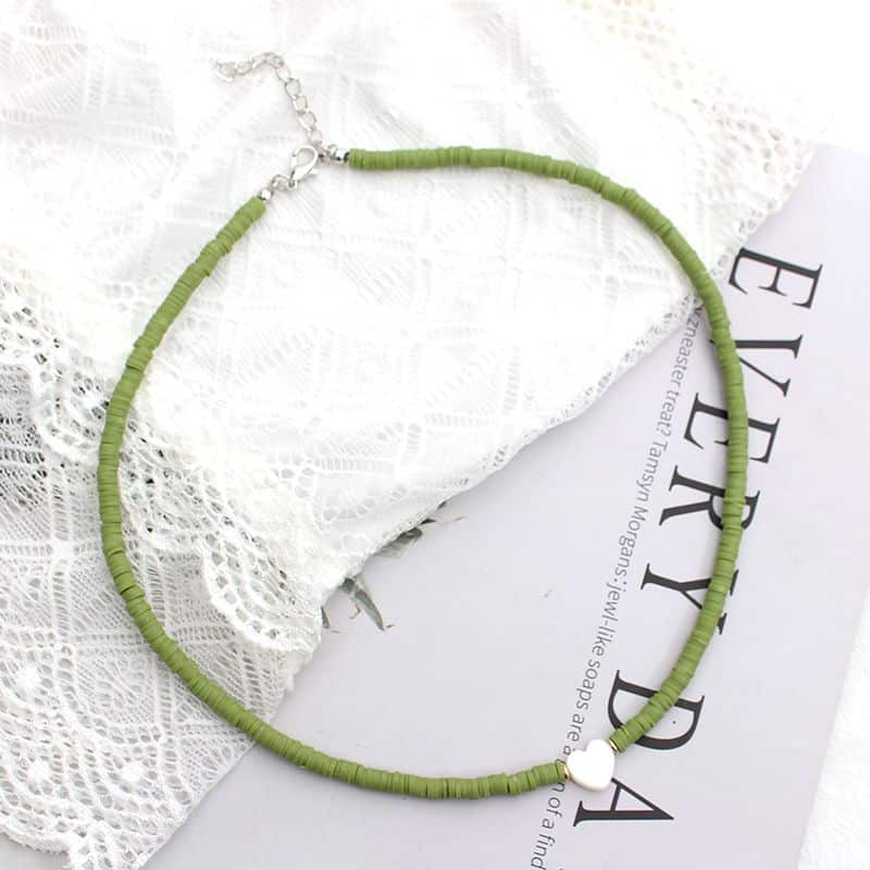 Collier Surfeur Couleur Unie Pendentif Coeur – Image 8