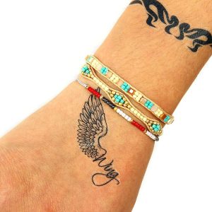 Ensemble de Bracelets Tissés en Coton à Perles