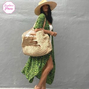 Long Kimono de Plage Imprimé Leopard