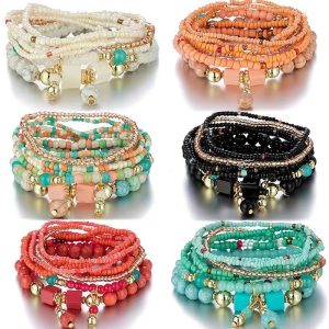 Pack de Bracelets à Pendants en Perles de Pierre