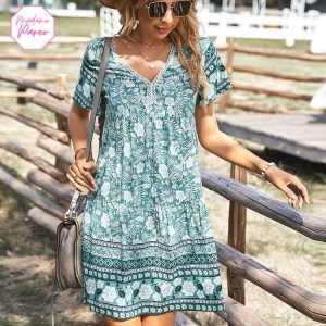 Robe Bohème Courte et Légère à Col en V