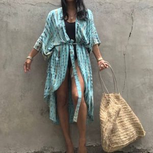 Robe Kimono Tie and Dye Manches Mi-longues