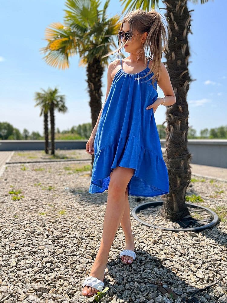 Robe d’Eté à Bretelles Oversize Courte en Coton