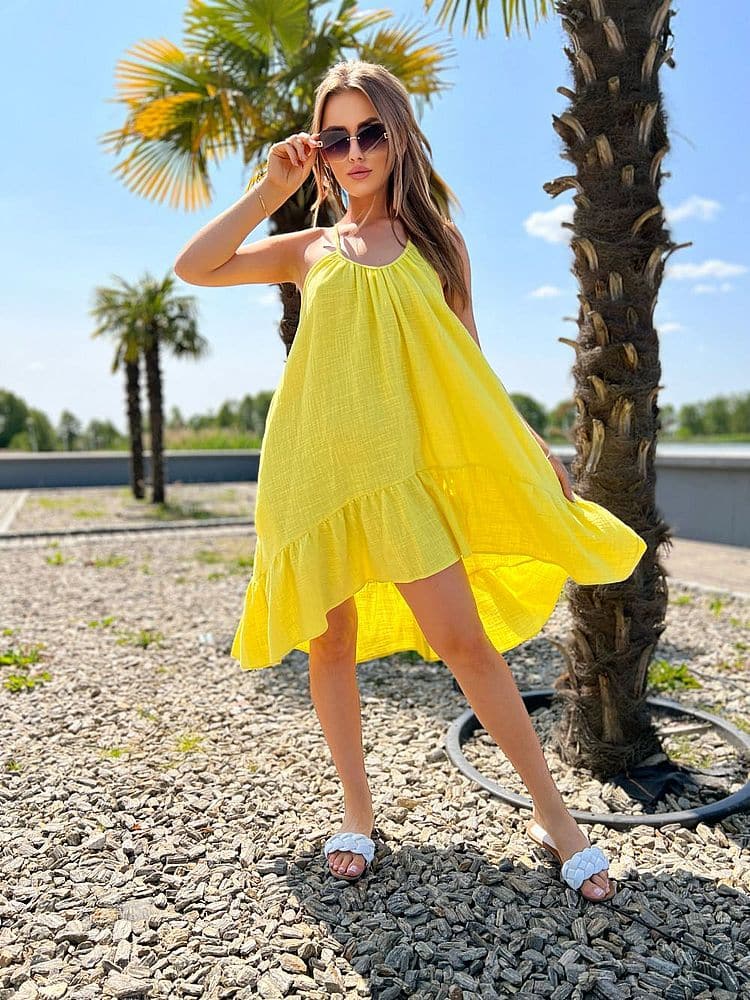 Robe d’Eté à Bretelles Oversize Courte en Coton – Image 3