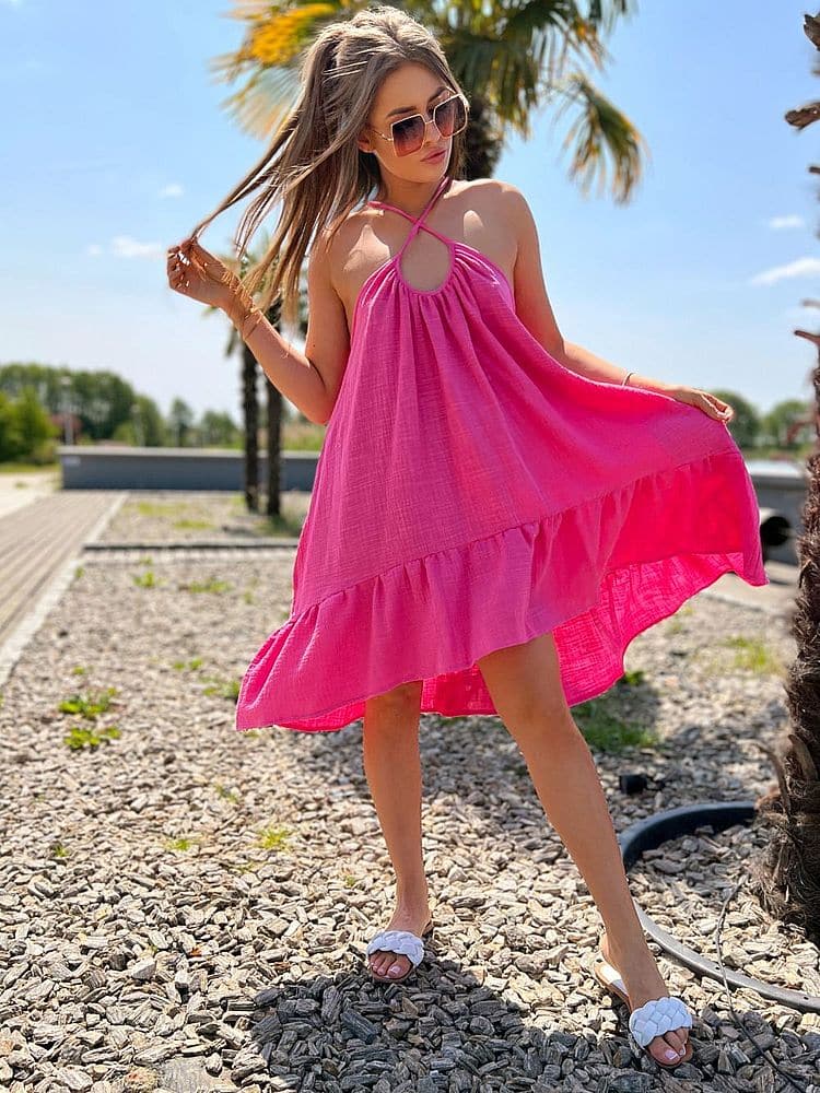 Robe d’Eté à Bretelles Oversize Courte en Coton – Image 4