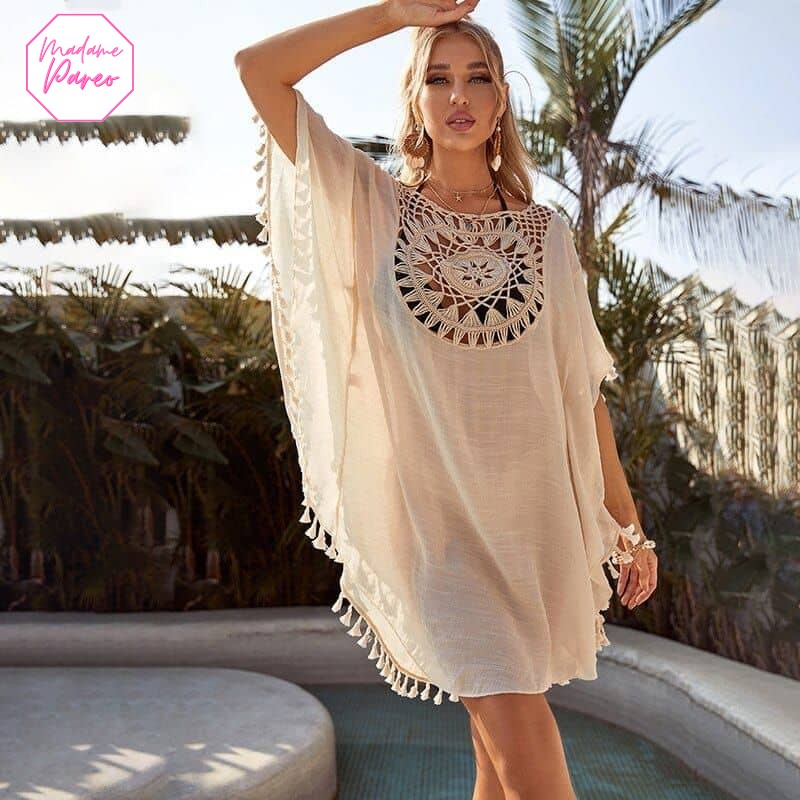 Robe de plage unie au motif attrape rêve