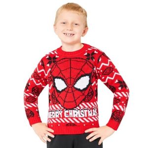 Araignée Givrée – Envol de Spiderman – Pull de Noël pour Garçon