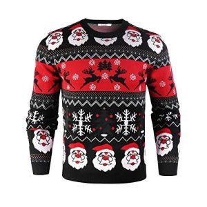 Babouin Père-Noël – Lasagnes Noir – Pull de Noël pour Homme