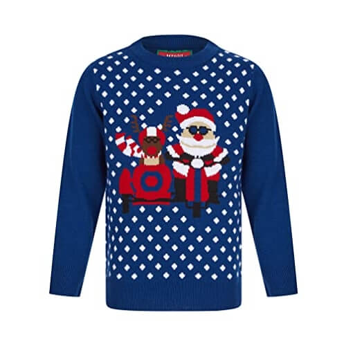 Bikers de Noël – Rodolphe, papa noël, bleu – Pull de Noël Enfant / Bébé – Image 2