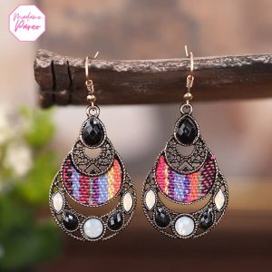 Boucles d’Oreilles Gouttes Ethniques Colorées