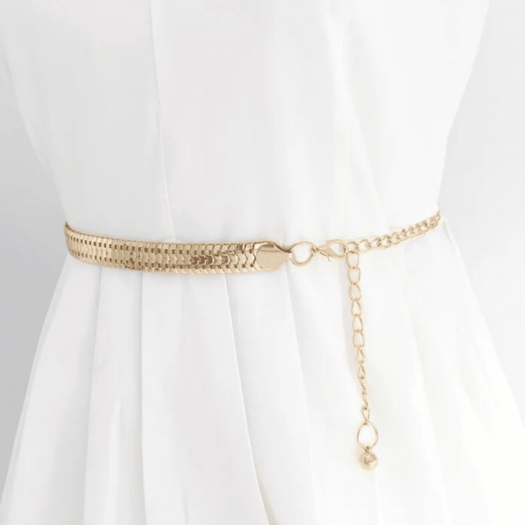 Ceinture bijoux en métal doré avec chainette de réglage – Image 2