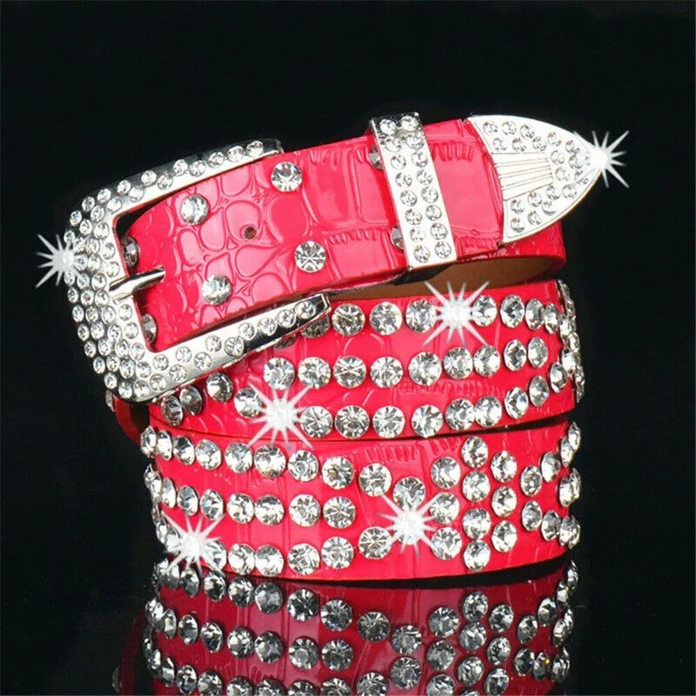 Ceinture Diamant avec Strass et Motif Imprimé en Simili cuir – Image 2