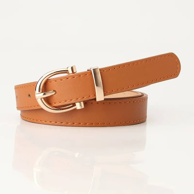 Ceinture Femme Tendance en Simili Cuir avec Boucle en Métal Dorée – Image 4