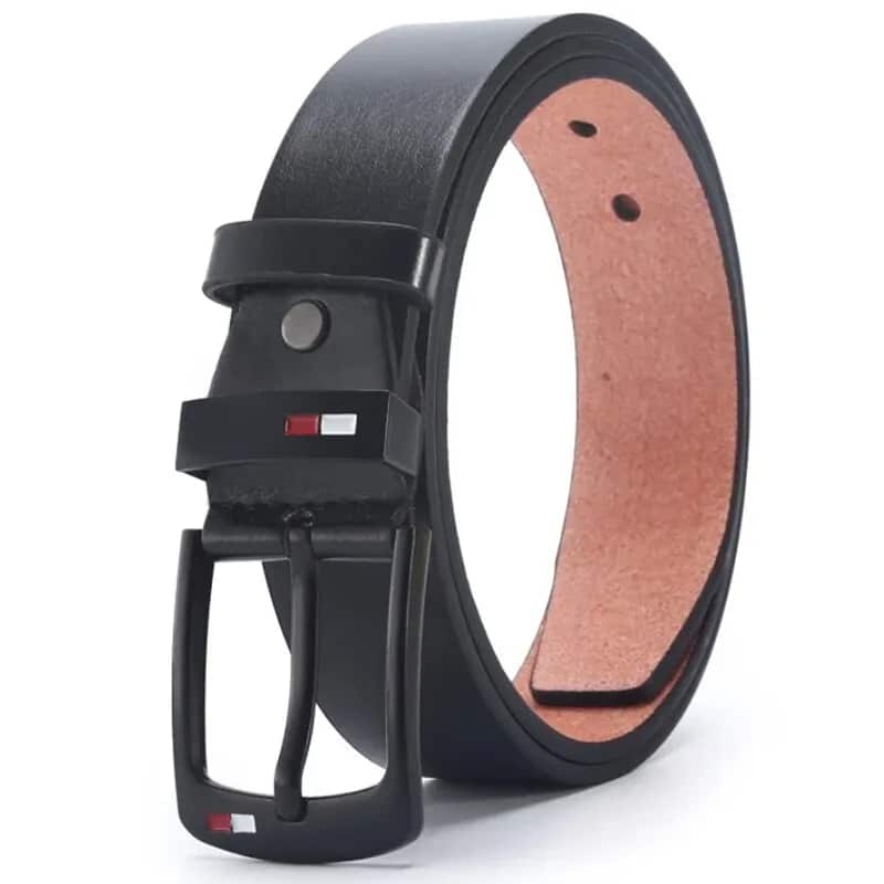 Ceinture Homme Simili Cuir Noir Ajustable avec Boucle Carrée – Image 2