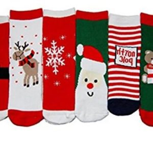 Chaussette bébé Père-Noël, bonhomme de neige, flocon et lutin