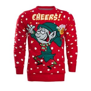 Cheers Petit Elfe – Rouge – Pull Moche pour Homme