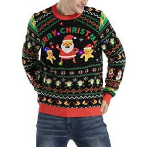 Danse de Minuit – Père-Noël et Pain d&rsquo;Épices – Pull Moche à LED