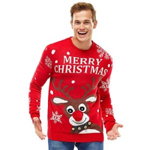 En Mode Discret – Rodolphe le Renne – Rouge – Pull de Noël Vintage pour Homme