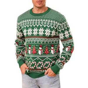 Farce de Noël – Père Noël et Arbre en Tricot – Pull d&rsquo;Hiver pour Homme
