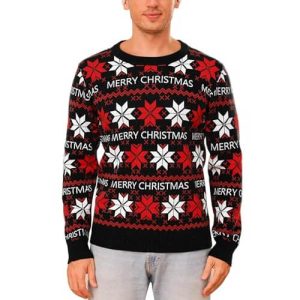 Noël en Flocons – Pull Unisexe Noir – Pull Moche Flocon de Neige