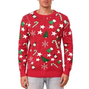Frisson Polaire – Sapin et Sucre d&rsquo;Orge – Pull de Noël Homme Tricoté