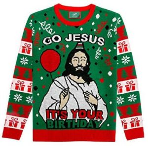 « Go Jésus C&rsquo;est ton Anniversaire » – Pull Multicolore – Pull de Noël Amusant
