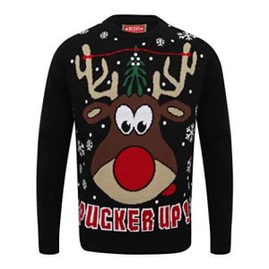 Grimace de Rodolphe – Noir – Pull de Noël pour Homme