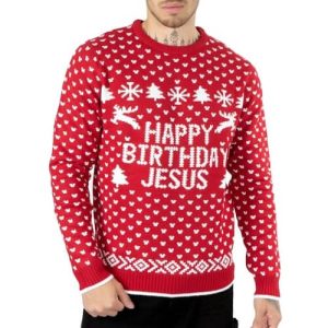 « Happy birthday Jesus » – Motif retro 1970 – Rouge