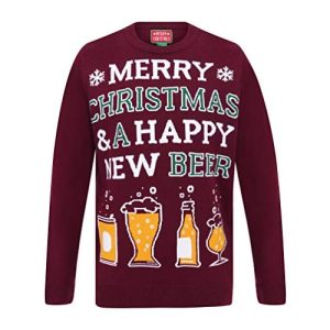 Happy New Beer – Pull de Noël et Nouvel An pour Homme en Rouge