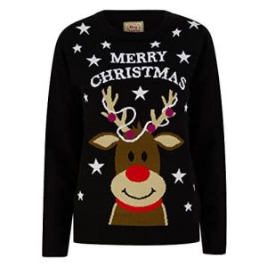 Heureux Message – Tête de Renne avec Guirlance – Pull de Noël