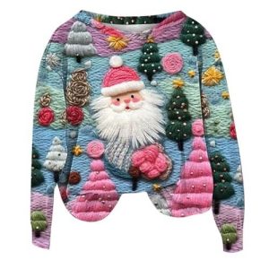 Houla Hoop Noël – Pull joyeux au motif de cerf – Pull de Noël pour Femme