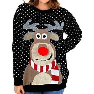 Iconique Version Noire – Pull Bridget Jones – Pull de Noël Rodolphe