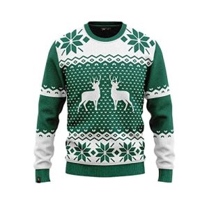 Je vois double – Pull Lasagne, vert et blanc- Pull Noël Homme