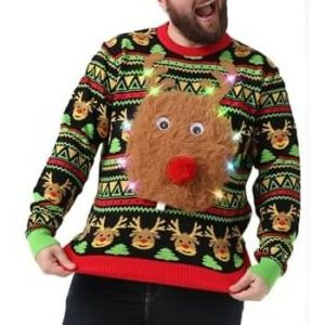 Jouez le Père Noël – Lumineux et Tricoté – Pull de Noël LED