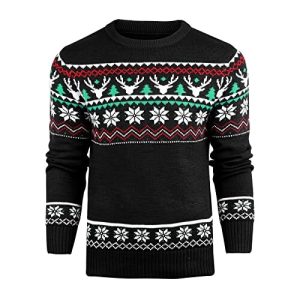 Joyeux Drôle – Motif Renne en Tricot Noir – Pull de Noël pour Homme