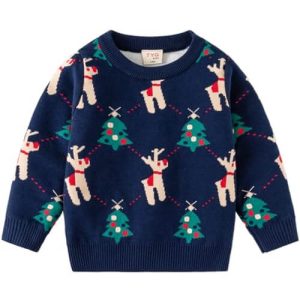 Joyeux Renne Enfant – Éclatante Étoile Rouge – Pull de Noël Coton Doux
