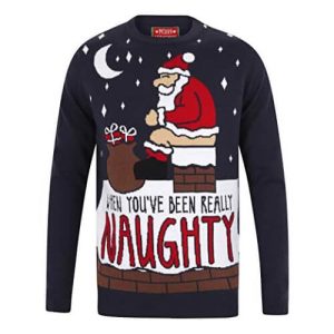 Le Secret pour Passer par la Cheminée – Pull de Noël Moche Bleu