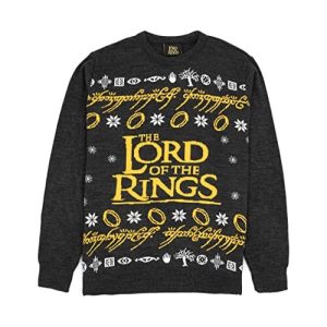 Lord of the rings -Pull LOTR jaune et noire, elfique- Pull Noël Homme