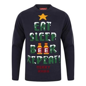 Mantra de Noël – Eat Sleep Beer Repeat – Pull Moche pour Homme