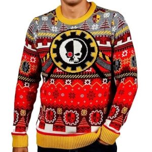 Nain Mécanique de Noël – Motifs de Machines et Flocons – Pull Unisexe Warhammer