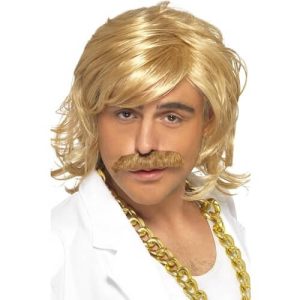 Neil – Perruque Cheveux Longs & Moustaches – Blond