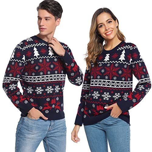 Noël Féérique – Pull au Design Rennes et Sapin – Pull de Noël Unisexe Noir